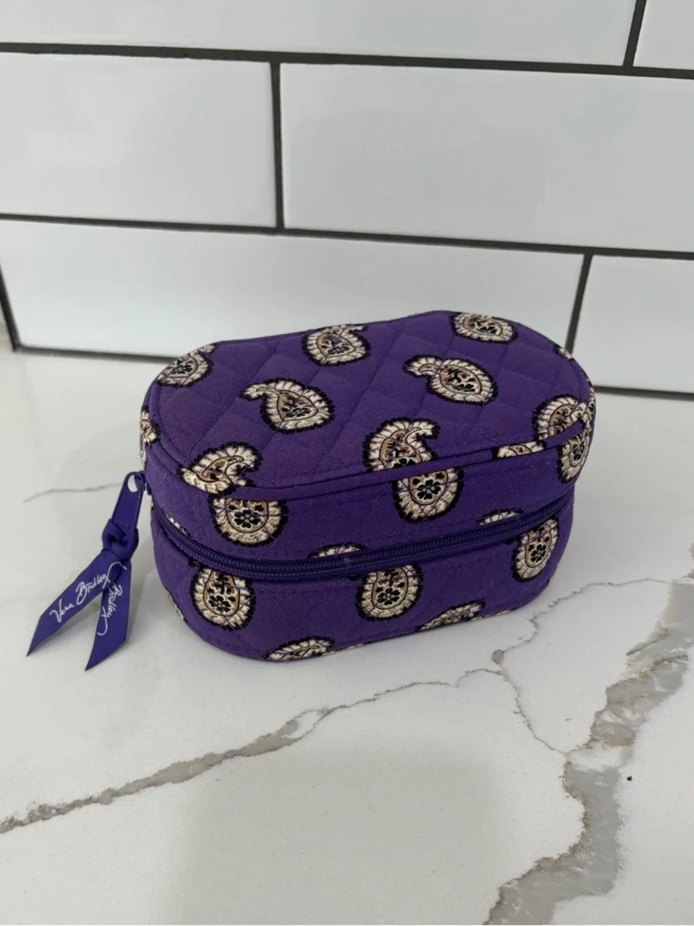 Vera Bradley Purple Paisley Quilted Jewelry Travel Hard Case